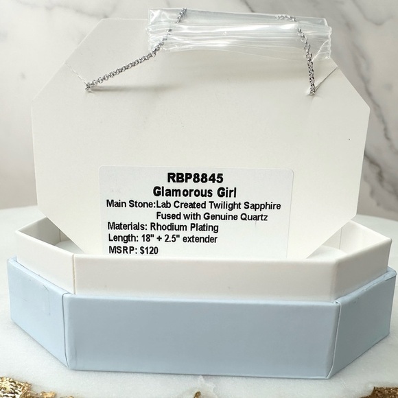 Bomb Party Glamorous Girl Sapphire Blue Necklace RBP8845 NWT - Picture 3 of 3